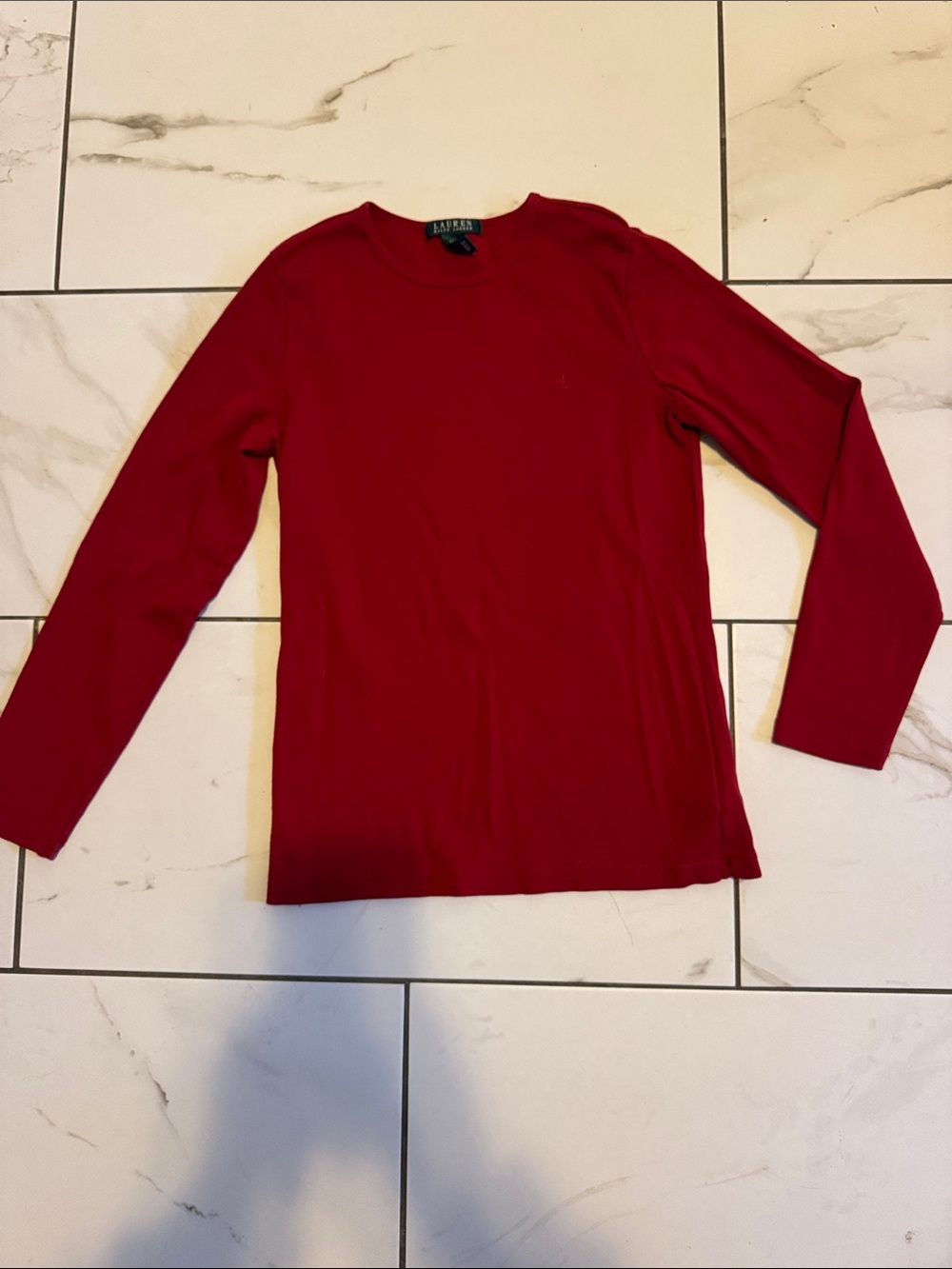 Lauren Ralph Lauren Red Long-Sleeve Crewneck Knit Top